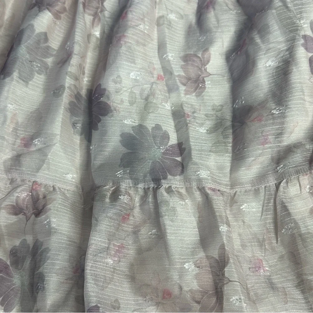 Storia Light Pink Floral Off Shoulder Long Sleeve Tiered Maxi Dress Medium girly - Picture 11 of 14